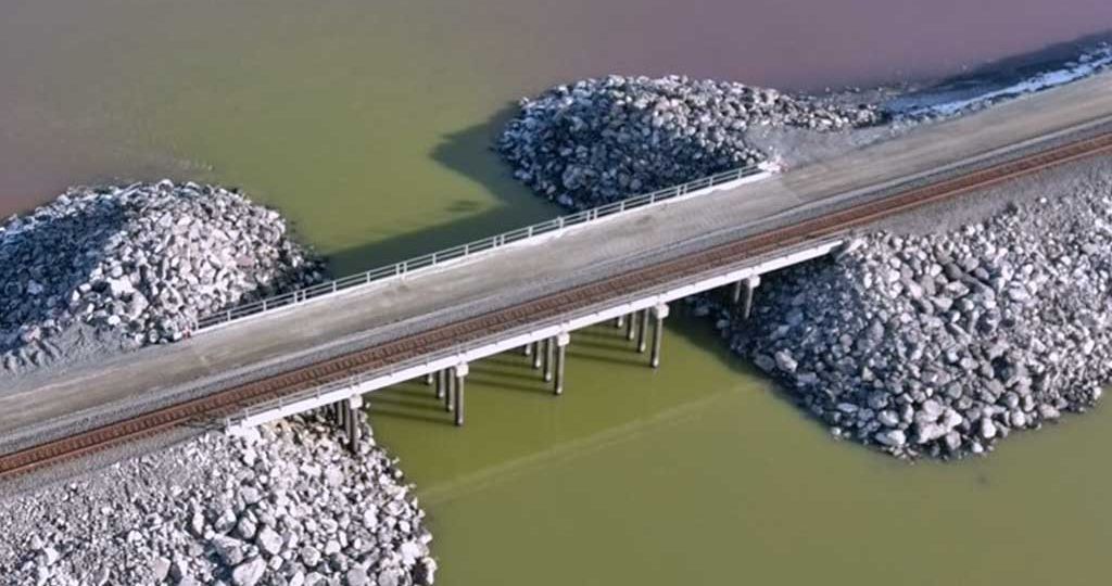 Berm causeway on Great Salt Lake